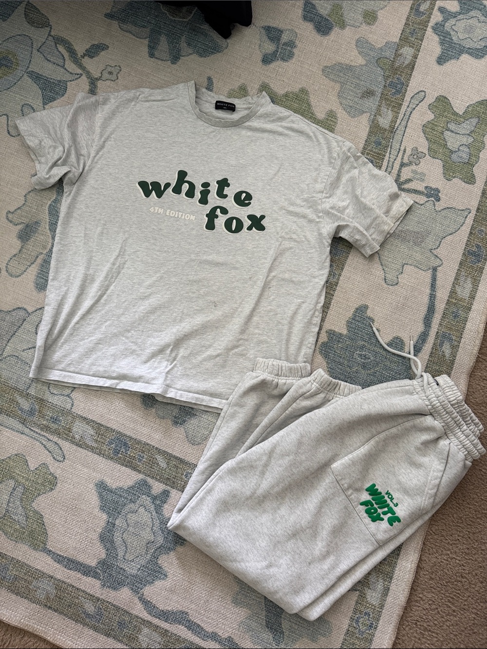 White Fox Boutique Light Gray Tee with Green Logo